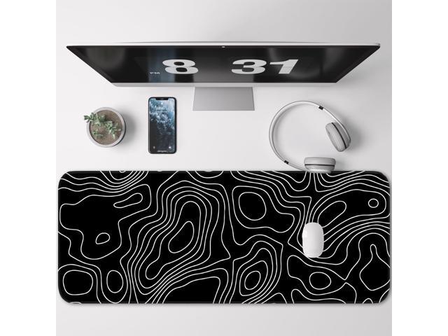KEHIPI Gaming Mouse Pad, Non-Slip Rubber Base, Stitched Edge Mouse Pad for Office, Home, Black Terrain Line, Extra Large 31.5x11.8 Inch