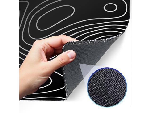 KEHIPI Gaming Mouse Pad, Non-Slip Rubber Base, Stitched Edge Mouse Pad for Office, Home, Black Terrain Line, Extra Large 31.5x11.8 Inch