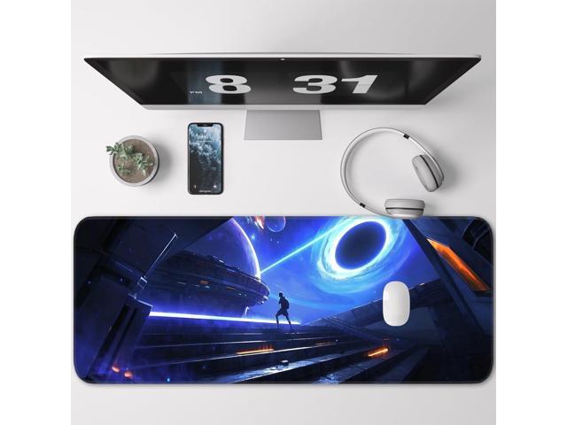KEHIPI Mouse Pad, Non-Slip Rubber Bottom, Stitched Edge Gaming Mouse Pad for Home, Office, Gaming, 31.5 x 11.8 Inch Large Desk Mat, Desktop Protector