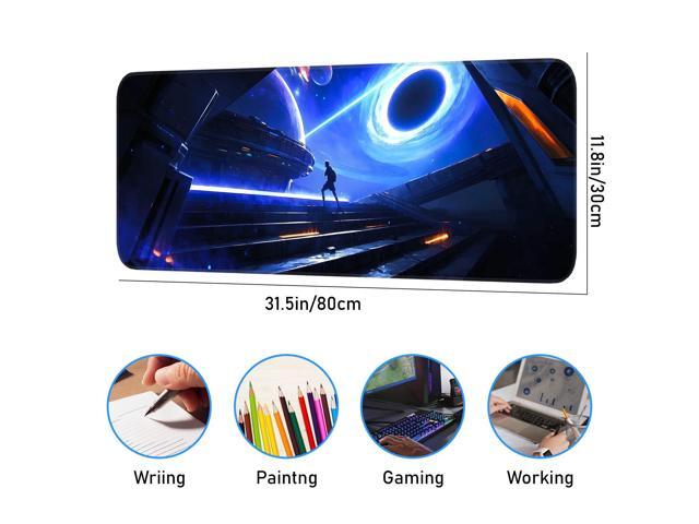 KEHIPI Mouse Pad, Non-Slip Rubber Bottom, Stitched Edge Gaming Mouse Pad for Home, Office, Gaming, 31.5 x 11.8 Inch Large Desk Mat, Desktop Protector