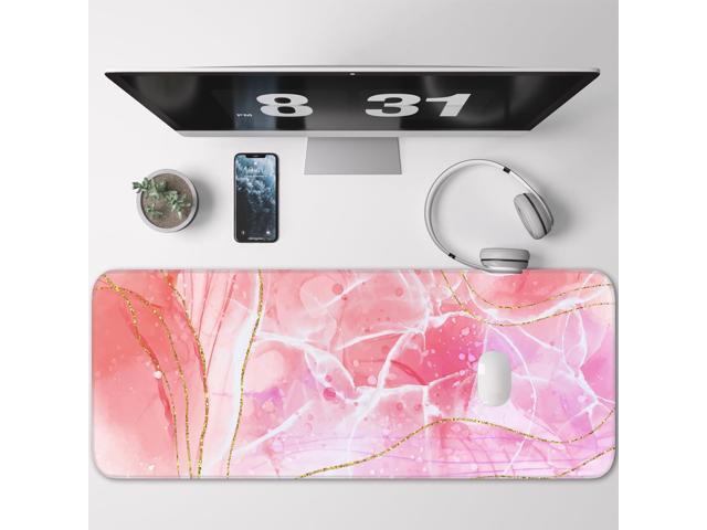 KEHIPI Pink Mouse Pad, Large Gaming Mouse Pad, Non-Slip Base and Stitched Edges, for Gaming, Home, Office, 31.5 x 11.8 Inch, Cute Desk Pad, Rose...
