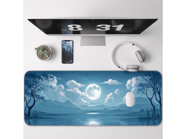 KEHIPI Mouse Pad, Moon Pattern, Non-Slip Rubber Base Gaming Mouse Pad for Home, Office, Gaming, Large 31.5x11.8 Inch Desk Pad