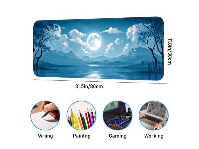 KEHIPI Mouse Pad, Moon Pattern, Non-Slip Rubber Base Gaming Mouse Pad for Home, Office, Gaming, Large 31.5x11.8 Inch Desk Pad