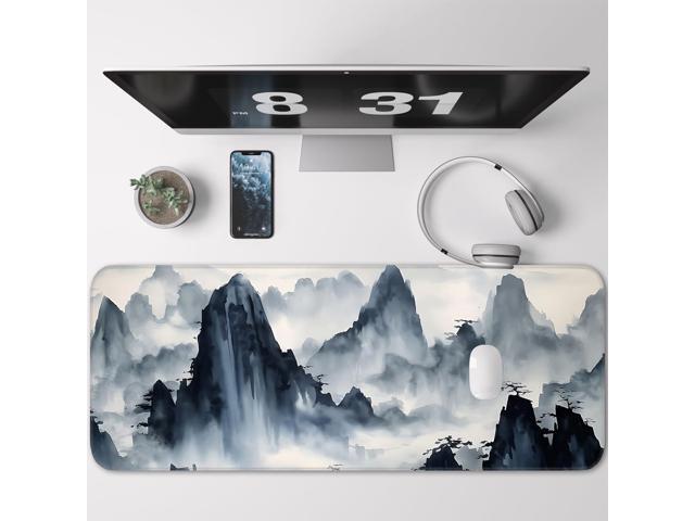 KEHIPI Mouse Pad, Gaming Mouse Pad, Ink Landscape Painting, Non-Slip Rubber Bottom, Stitched Edges, Suitable for Home, Office, Laptop, Keyboard...