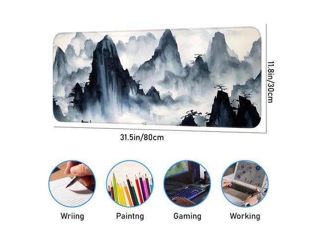 KEHIPI Mouse Pad, Gaming Mouse Pad, Ink Landscape Painting, Non-Slip Rubber Bottom, Stitched Edges, Suitable for Home, Office, Laptop, Keyboard...