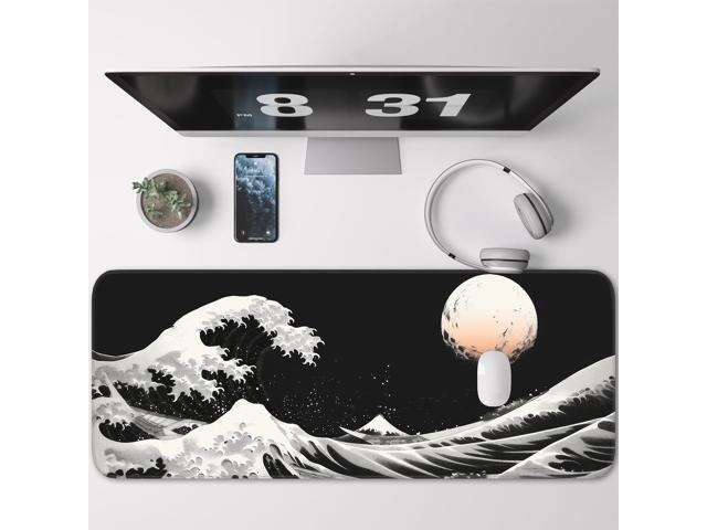 KEHIPI Gaming Mouse Pad, Japanese Mouse Pad, Non-Slip Rubber Base, for Laptop, Office and Home, 31.5x11.8 Inch Desktop Waterproof Desk Pad, Ocean...