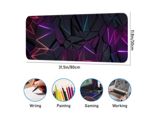 KEHIPI Stylish Geometric Design Gaming Mouse pad, Non-Slip Rubber Base, Stitched Edges, 31.5x11.8 inch Large Mouse pad, Suitable for Gaming and...