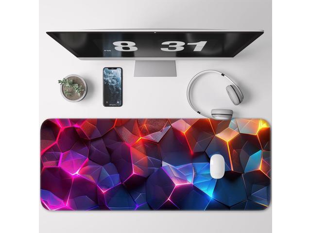 KEHIPI Gaming Mouse Pad, Geometric Design, Non-Slip Rubber Bottom, Stitched Edges, for Home, Office, Gaming, 31.5 x 11.8 Inch Full Desktop Large...