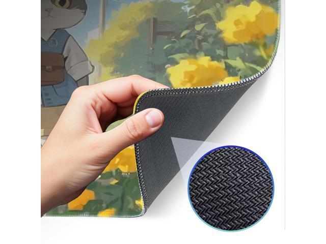KEHIPI Cute Cat Mouse Pad, Non-Slip Rubber Gaming Mouse Pad with Seam Edge for Gaming, Office, Laptop, 31.5 x 11.8 Inch, Anime Cat Desk Mat