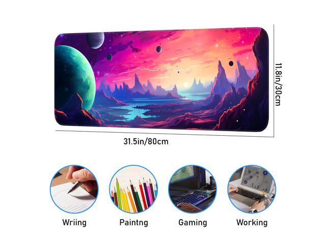 KEHIPI Gaming Mouse Pad, Non-Slip Rubber Base, Stitched Edges, 31.5x11.8 Inch Large Mouse Pad for Desk, Computer, Laptop, Office, (Planet Universe)