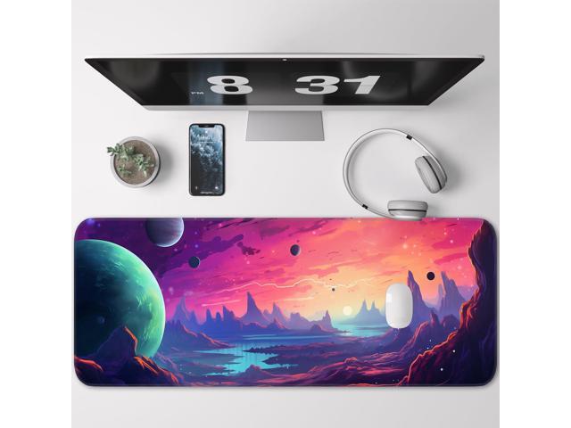 KEHIPI Gaming Mouse Pad, Non-Slip Rubber Base, Stitched Edges, 31.5x11.8 Inch Large Mouse Pad for Desk, Computer, Laptop, Office, (Planet Universe)
