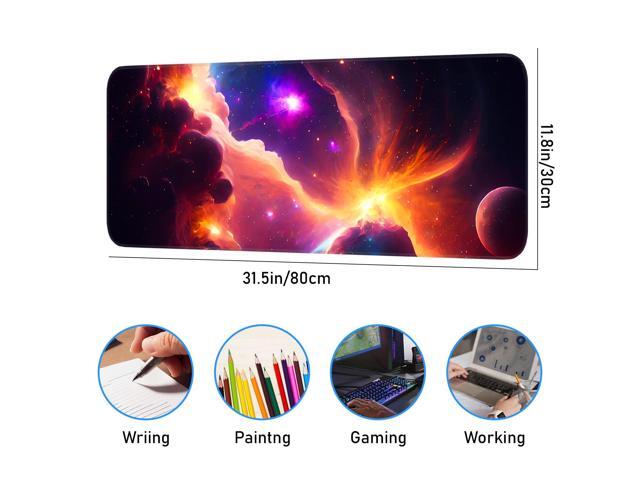 KEHIPI Gaming Mouse Pad, Galaxy Starry Sky Non-Slip Rubber Base with Seam Edge Mouse Pad, Extra Large 31.5x11.8 Inch, Suitable for Home, Office,...