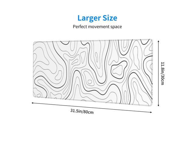 KEHIPI White Mouse Pad Large XL Gaming Mouse Pad for Desk Topographic Mouse Pad Desk Pad Gaming Mouse Pad White Desk Mat Extended Black and White...