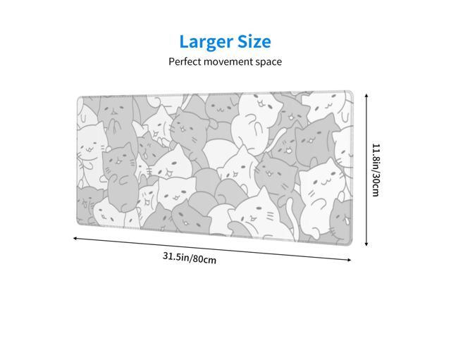 KEHIPI White Kawaii Cats E-Sport Mouse Pad Large Desk Mat Non-Slip Rubber Base Stitched Edge Keyboard Mouse Pad for Office Home E-Sport Computer...