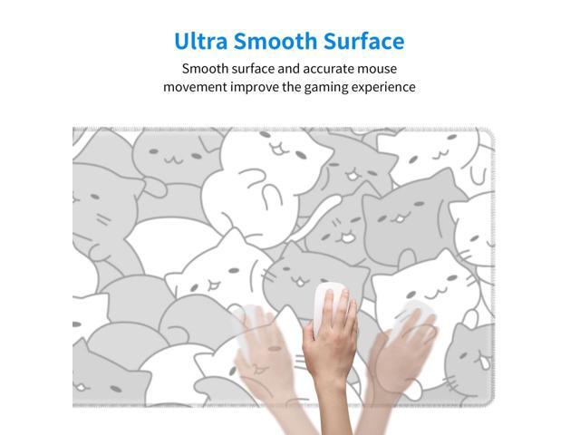 KEHIPI White Kawaii Cats E-Sport Mouse Pad Large Desk Mat Non-Slip Rubber Base Stitched Edge Keyboard Mouse Pad for Office Home E-Sport Computer...