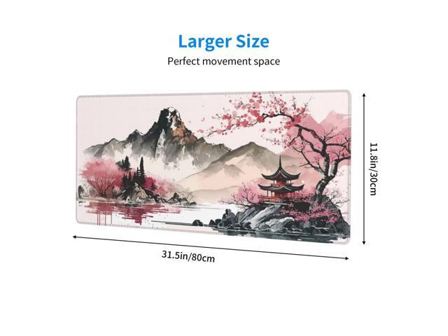KEHIPI Watercolor Japanese Large Gaming Mouse Pad,Mouse Pad Gaming 31.5 x 11.8 in Mouse Mat Desk Pad,Large Desk Mat,Extended Keyboard Mousepad with...
