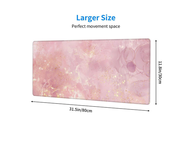 KEHIPI Rose Gold Marble Large Mouse Pad Extended Gaming Mousepad 31.5 x 11.8 Inch with Anti-Slip Rubber Base Cute Office Decor Women Girls Computer...