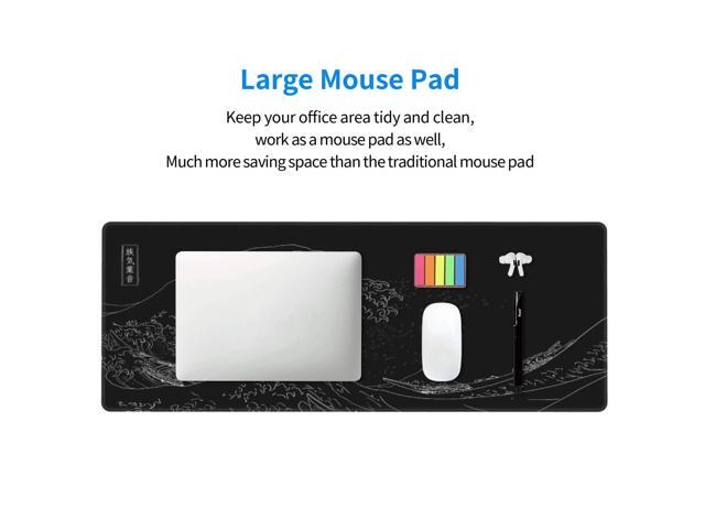 KEHIPI Japanese Gaming Mouse Pad Black Mouse Pad Kanagawa Large Mousepad Non-Slip Rubber Base Waterproof with Stitched Edges for Gaming Office...