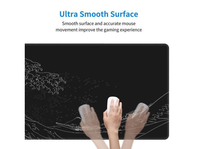 KEHIPI Japanese Gaming Mouse Pad Black Mouse Pad Kanagawa Large Mousepad Non-Slip Rubber Base Waterproof with Stitched Edges for Gaming Office...