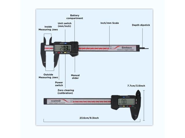 KEHIPI Electronic Digital Caliper and Measuring Tape,6 Inch/150mm Digital Micrometer with Large LCD Screen, Easy Switch from Inch/mm60 Inch/150cm...