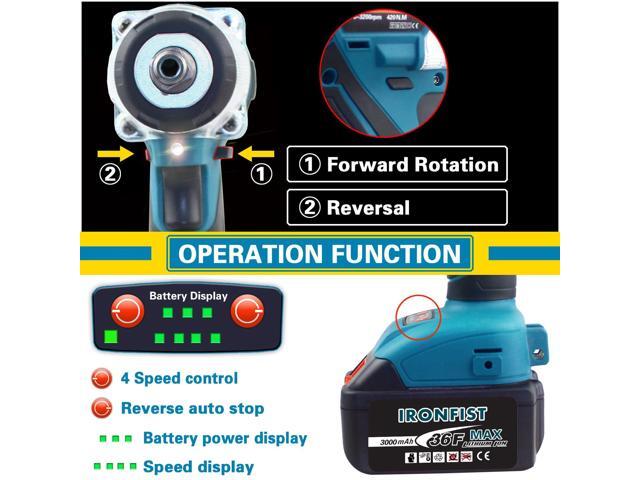 KEHIPI Cordless Impact Wrench, Electric Power Impact Screwdriver with 21V Lithium Battery Brushless Motor with 420Nm Torque
