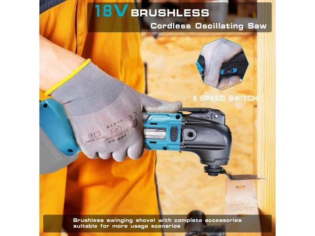 KEHIPI Cordless Oscillating Tool, 18V Brushless Motor 6 Speed Quick Change Blades, Multi Tool for Cutting Wood, Scraping, Sanding, Compatible with...