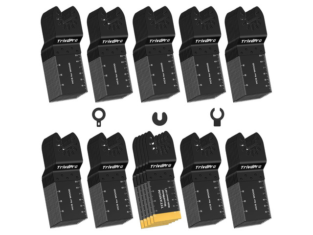 105PCS Oscillating Saw Blades for Wood Plastics Metal Cutting Universal Titanium Multi Tool Blades Kits, Quick Release Multitool Blades Fit Dewalt...