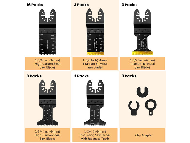 31 PCS Multi Tool Blade Kits, Professional Titanium Oscillating Tool Blades for Metal, Wood, Plastic, Quick Release Oscillating Saw Blades...