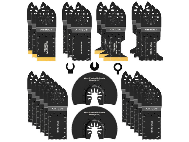 26pcs Oscillating Saw Blades Titanium Multitool Blades for Wood Plastics Metal oscillating Tool Blades Kits Fit Rockwell Ridgid Ryobi Milwaukee...