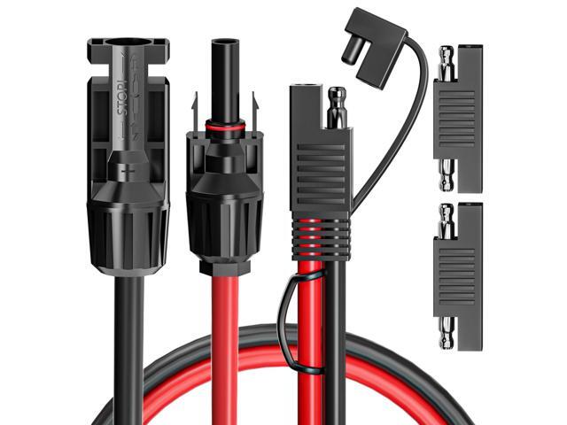 KEHIPI Solar Panel Connectors to SAE Adapter Cable 10AWG Solar to SAE PV Extension Wire with 2PCS Polarity Reverse Adapters for RV, Caravan,...