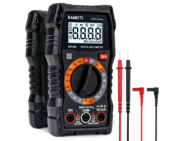 Digital Multimeter 4000 Counts, Voltage Tester with Accurate Ohm Volt Amp Readings, DC/AC Voltmeter Clearly Measures Resistance Continuity Diode...
