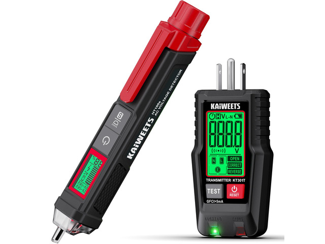 Electrical Test Kit, Non-Contact Voltage Tester and GFCI Outlet Tester with LCD Display, Wiring Fault Checker, Outlet Tester Kit for Electrician,...