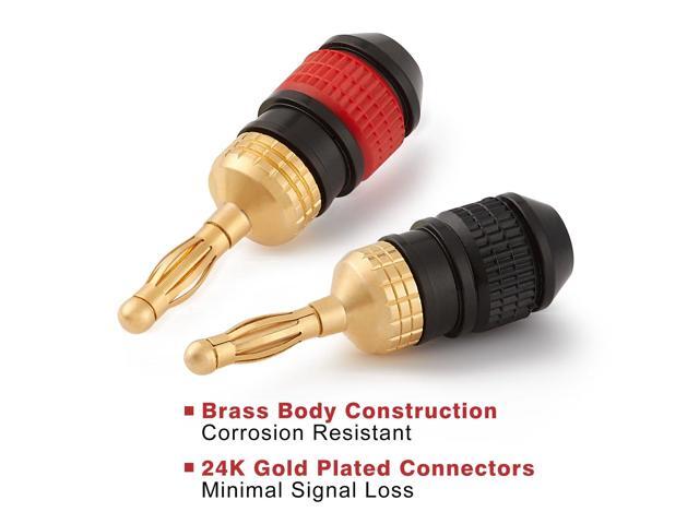 KEHIPI WG-008 24K Gold Safety Speaker Connector Banana Plugs for Speaker Wire, Wall Plate, Home Theater, Audio/Video Receiver, and Sound Systems...