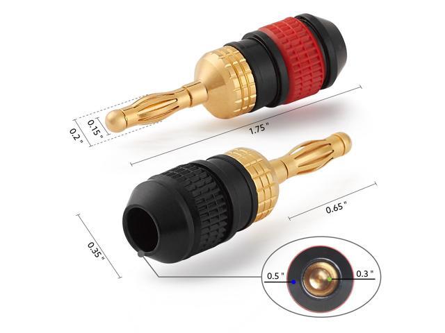KEHIPI WG-008 24K Gold Safety Speaker Connector Banana Plugs for Speaker Wire, Wall Plate, Home Theater, Audio/Video Receiver, and Sound Systems...