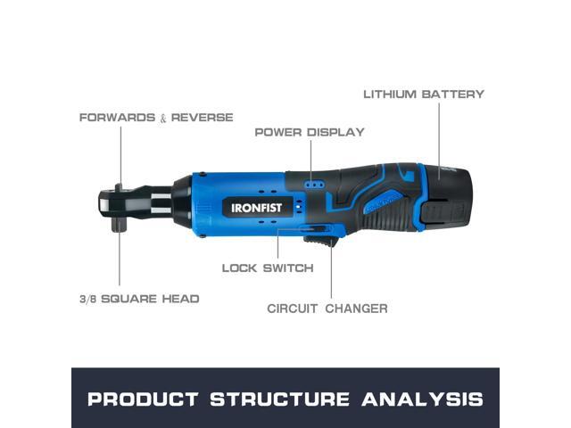 KEHIPI Cordless Electric Ratchet Wrench Set, 3/8' 12V Power Ratchet Driver, 2-Pack Lithium-Ion Batteries, 7 Sockets and Charger