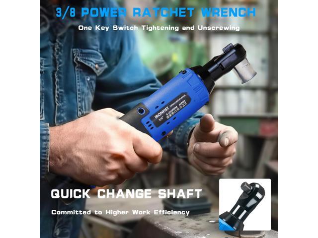 KEHIPI Cordless Electric Ratchet Wrench Set, 3/8' 12V Power Ratchet Driver, 2-Pack Lithium-Ion Batteries, 7 Sockets and Charger