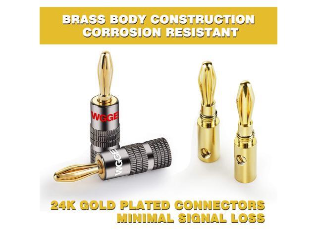 KEHIPI WG-029 Banana Plugs Audio Jack Connector, 24k Gold Dual Screw Lock Speaker Connector for Speaker Wire, Wall Plate, Home Theater, Audio/Video...