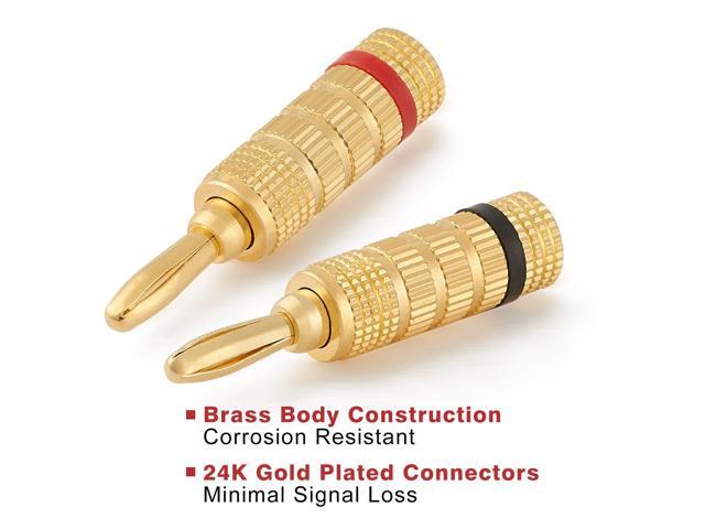 KEHIPI WG-3333 24k Gold Plated Speaker Banana Plugs-Closed Screw Type (5 Pairs (10 PLUGS))