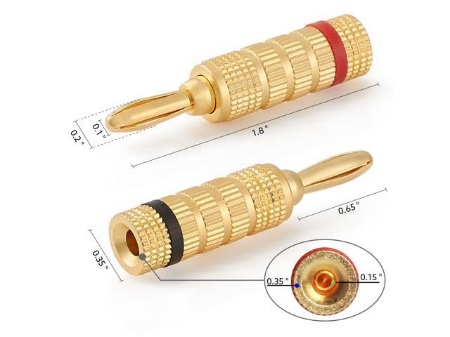 KEHIPI WG-3333 24k Gold Plated Speaker Banana Plugs-Closed Screw Type (5 Pairs (10 PLUGS))