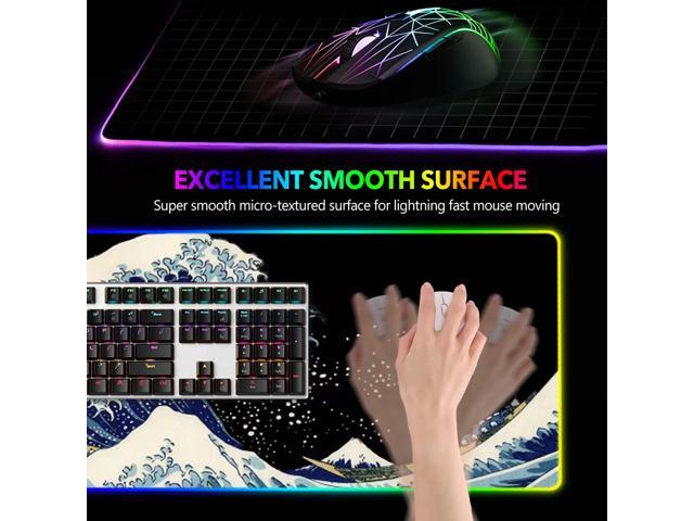 KEHIPI RGB Gaming Mouse Pad Large, Keyboard Led Mousepad Extended 35.4 x 15.8 inch Non-Slip Rubber Base with 14 Lighting Modes, Big Desk Mat...