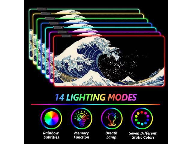 KEHIPI RGB Gaming Mouse Pad Large, Keyboard Led Mousepad Extended 35.4 x 15.8 inch Non-Slip Rubber Base with 14 Lighting Modes, Big Desk Mat...