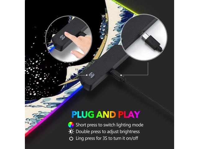 KEHIPI RGB Gaming Mouse Pad Large, Keyboard Led Mousepad Extended 35.4 x 15.8 inch Non-Slip Rubber Base with 14 Lighting Modes, Big Desk Mat...