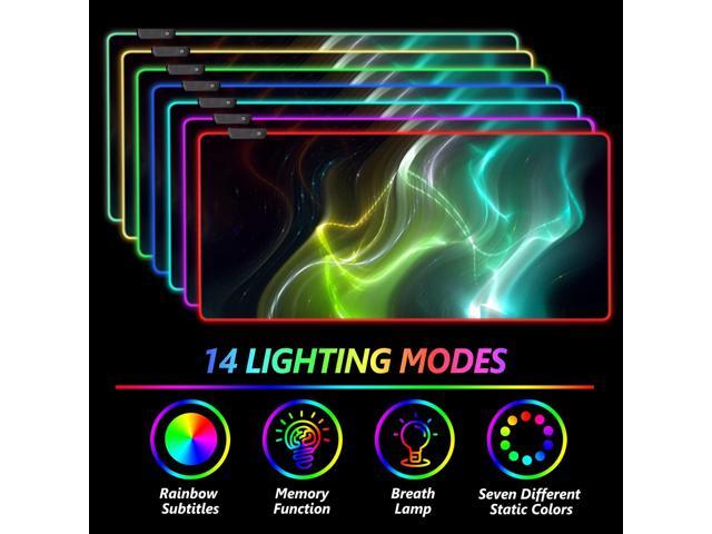 KEHIPI Large Gaming Mouse Pad RGB, Keyboard Led Mousepad Extended 35.4 x 15.8 inch Non-Slip Rubber Base with 14 Lighting Modes, Big Desk Mat...