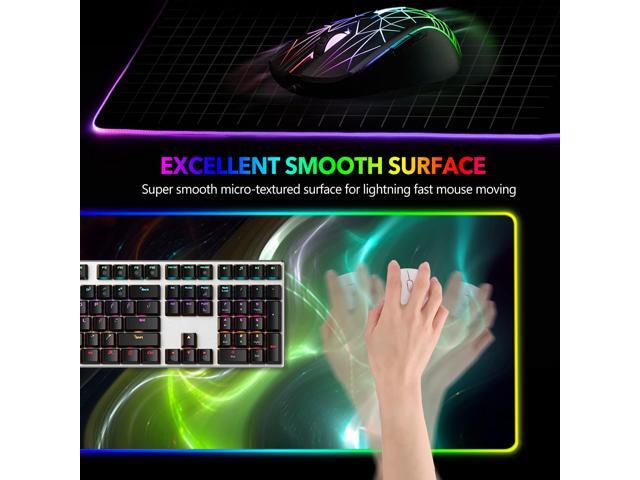 KEHIPI Large Gaming Mouse Pad RGB, Keyboard Led Mousepad Extended 35.4 x 15.8 inch Non-Slip Rubber Base with 14 Lighting Modes, Big Desk Mat...