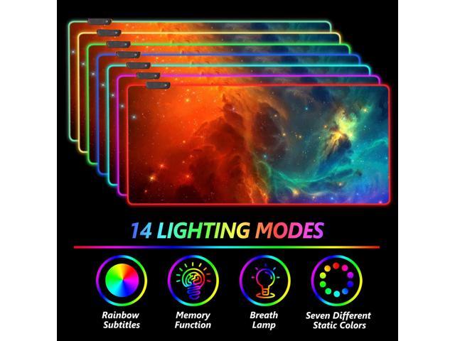KEHIPI Large RGB Gaming Mouse Pad, Keyboard Mousepad Led Extended 35.4 x 15.8 inch Non-Slip Rubber Base with 14 Lighting Modes, Big Desk Mat...