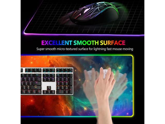 KEHIPI Large RGB Gaming Mouse Pad, Keyboard Mousepad Led Extended 35.4 x 15.8 inch Non-Slip Rubber Base with 14 Lighting Modes, Big Desk Mat...
