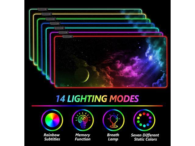 KEHIPI Large RGB Gaming Mouse Pad, Keyboard Mousepad Led Extended 35.4 x 15.8 inch Non-Slip Rubber Base with 14 Lighting Modes, Big Desk Mat...