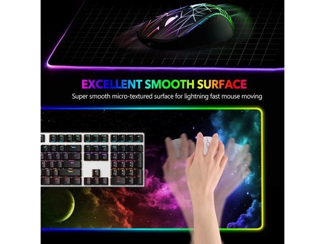 KEHIPI Large RGB Gaming Mouse Pad, Keyboard Mousepad Led Extended 35.4 x 15.8 inch Non-Slip Rubber Base with 14 Lighting Modes, Big Desk Mat...