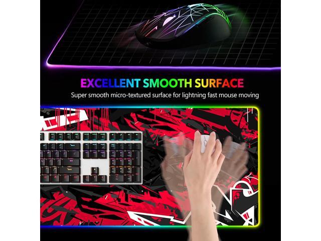 KEHIPI Large RGB Gaming Mouse Pad, Keyboard Mousepad Led Extended 35.4 x 15.8 inch Non-Slip Rubber Base with 14 Lighting Modes, Big Desk Mat...
