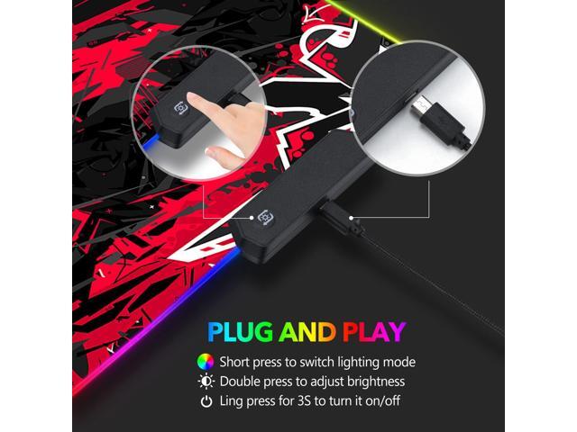 KEHIPI Large RGB Gaming Mouse Pad, Keyboard Mousepad Led Extended 35.4 x 15.8 inch Non-Slip Rubber Base with 14 Lighting Modes, Big Desk Mat...